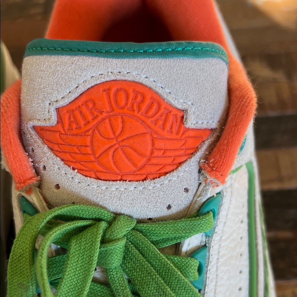Air Jordan 2 retro “Titan” Sneakers in Green, White, and Orange - Picture 2 of 6